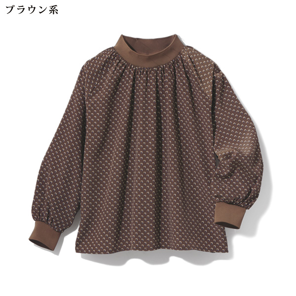 リブ使いプリントブラウス