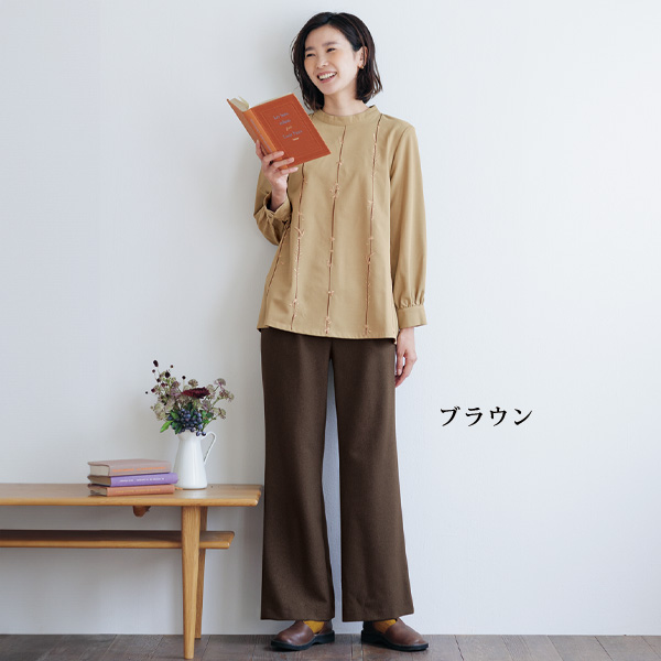 お家で洗える 美脚セミワイドパンツ 大きいサイズ M L LL 3L