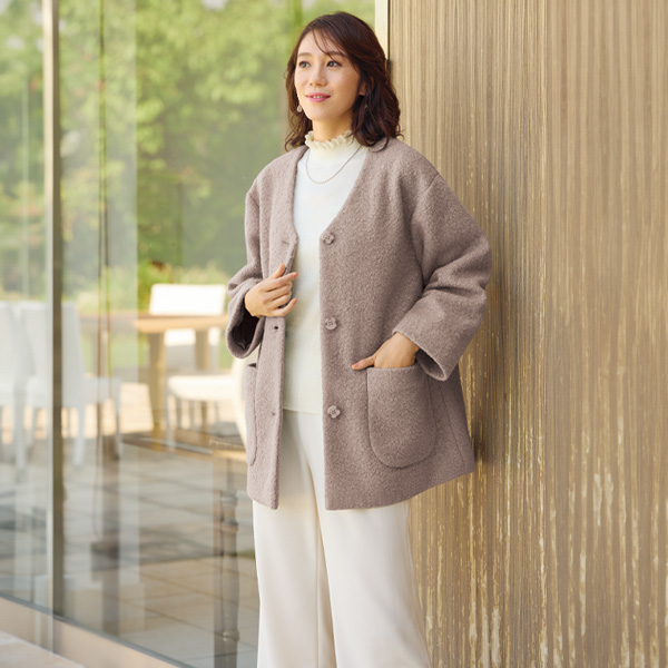 ブークレ素材ゆったりコート
