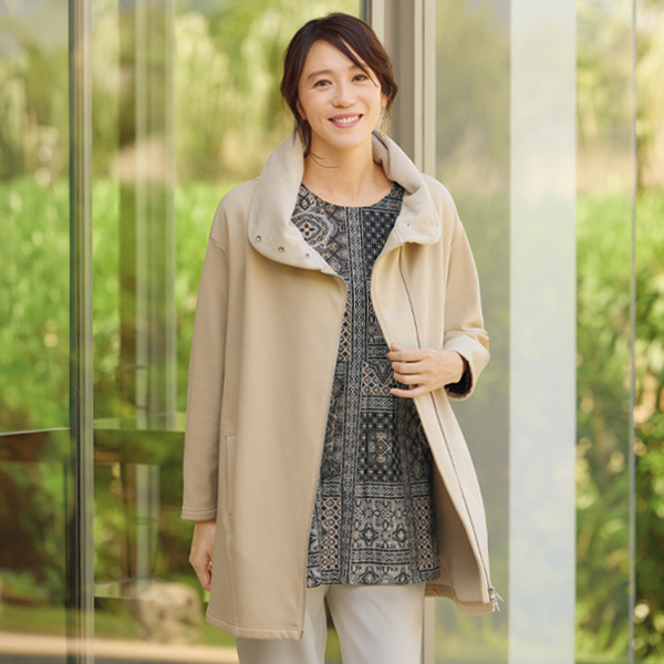 ブザム切替えプリントチュニック 大きいサイズ M L LL 3L