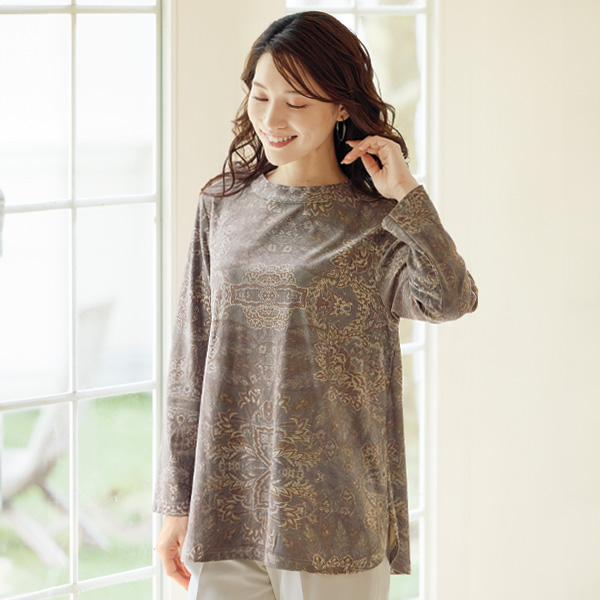 ボタニカル柄プリントプルオーバー