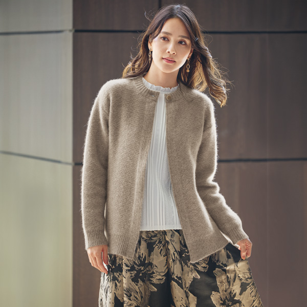 ウール＆フォックス混ニットジャケット