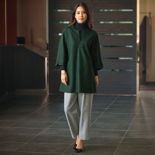 ウール＆カシミヤ混テーパードパンツ 大きいサイズ M L LL 3L