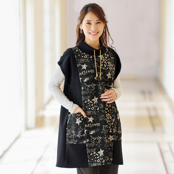 フードレスパーカーチュニック