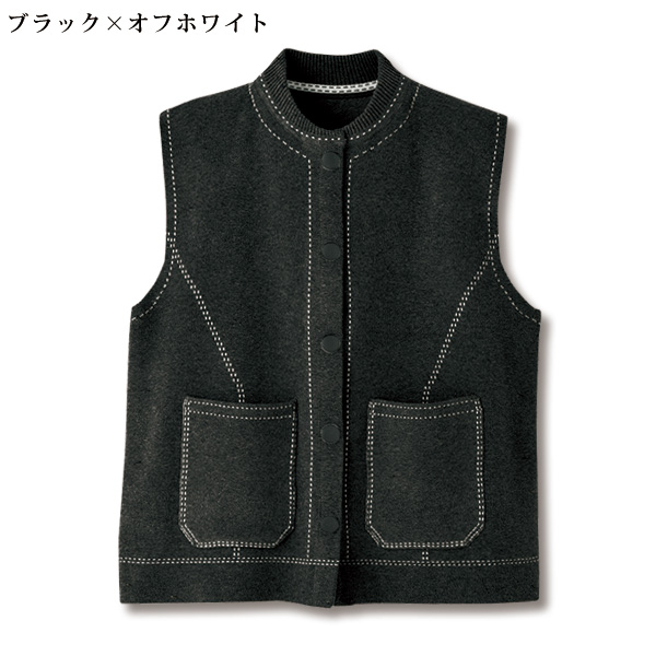 ステッチデザインニットベスト