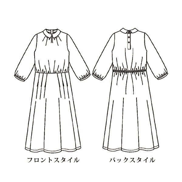 総プリント襟付ワンピース