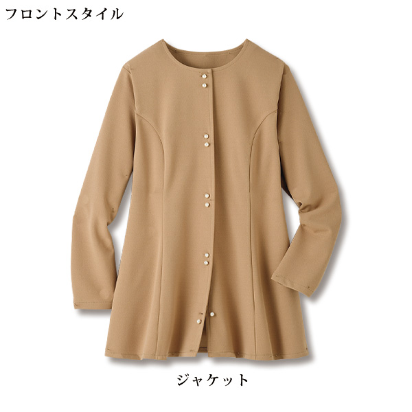 パール調ボタン付ジャージーセットアップ 大きいサイズ M L LL 3L