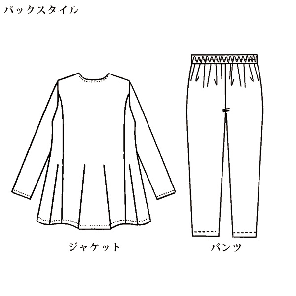 パール調ボタン付ジャージーセットアップ 大きいサイズ M L LL 3L