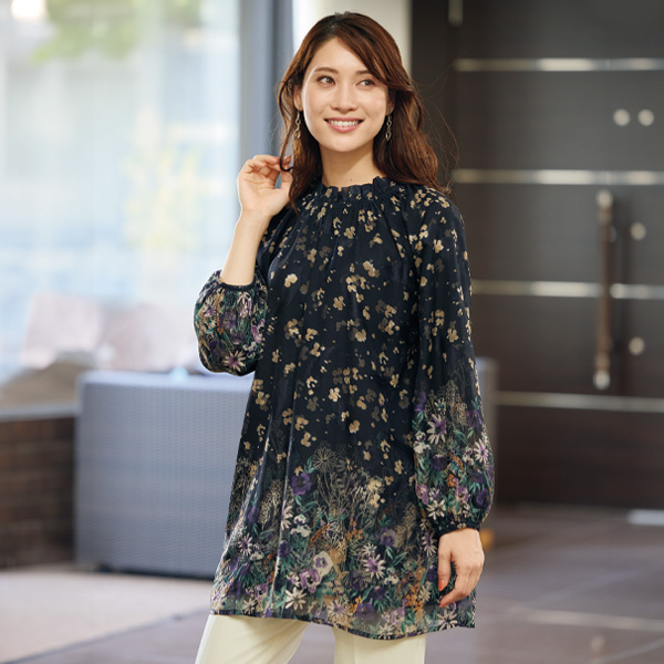 パネルプリント重ねチュニック