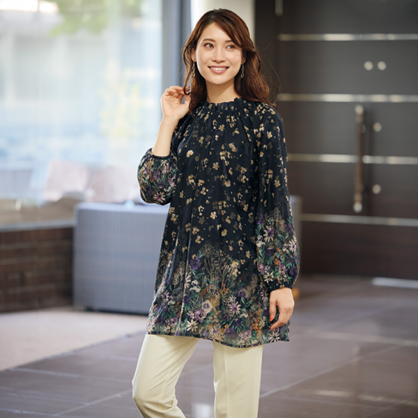 パネルプリント重ねチュニック