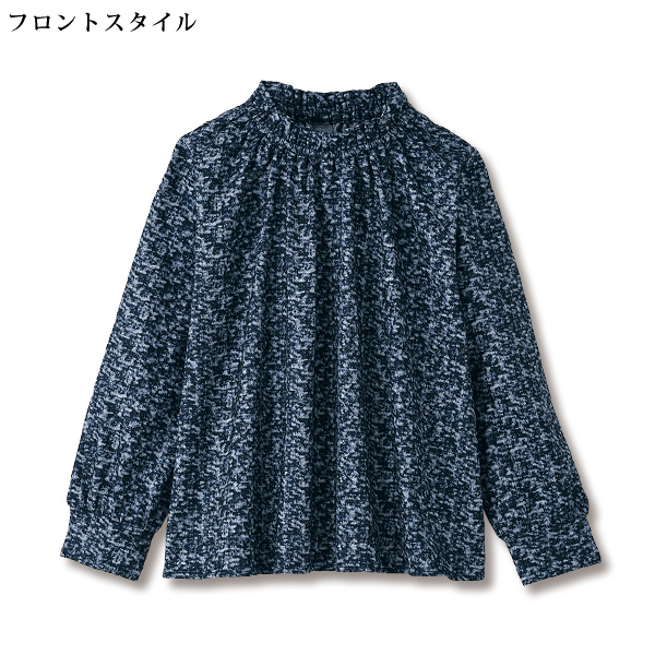 ツイード調プリントジャージーブラウス