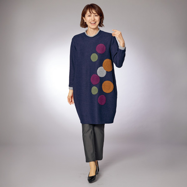 カラフルドットチュニックワンピース