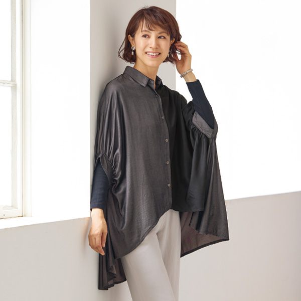 配色ビッグシャツチュニック