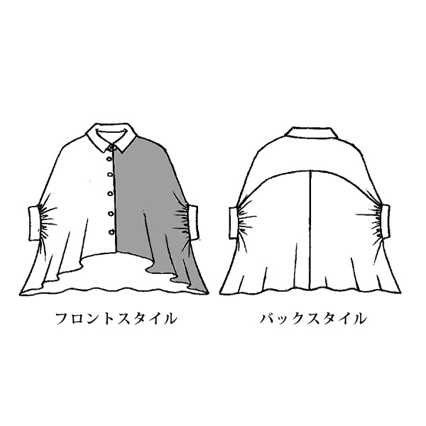 配色ビッグシャツチュニック
