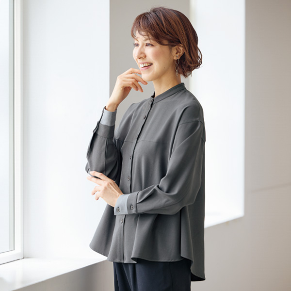 配色カフスデザインブラウス