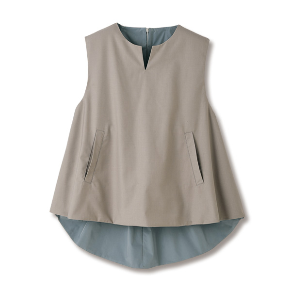 表裏配色キーネックフレアベスト