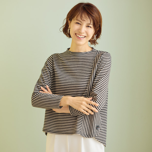 ボーダー切替えデザインカットソー