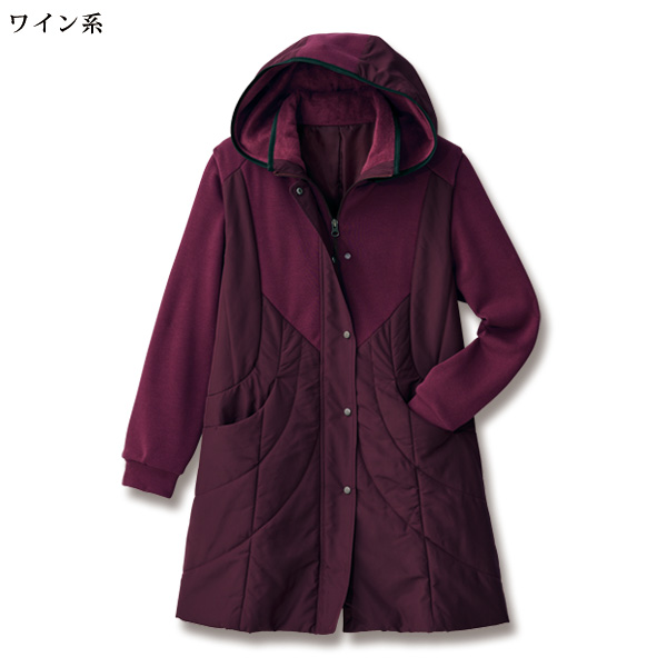 蓄熱中わた×裏起毛切替えコート