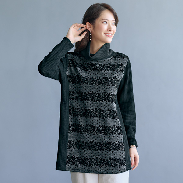 花＆水玉柄プリントチュニック