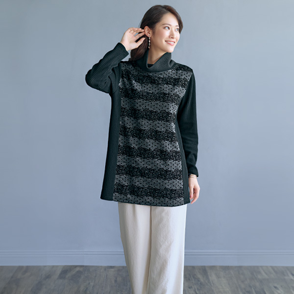 花＆水玉柄プリントチュニック