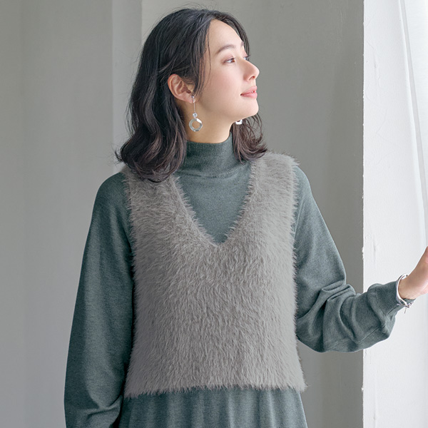 ベスト＆ワンピースニットセット