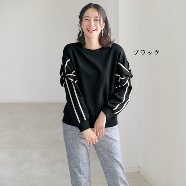 リボンデザイン袖プルオーバー