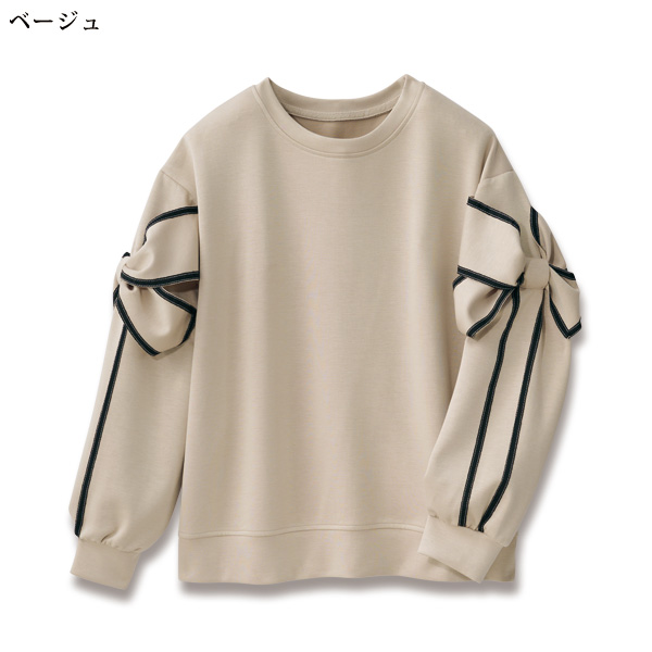 リボンデザイン袖プルオーバー