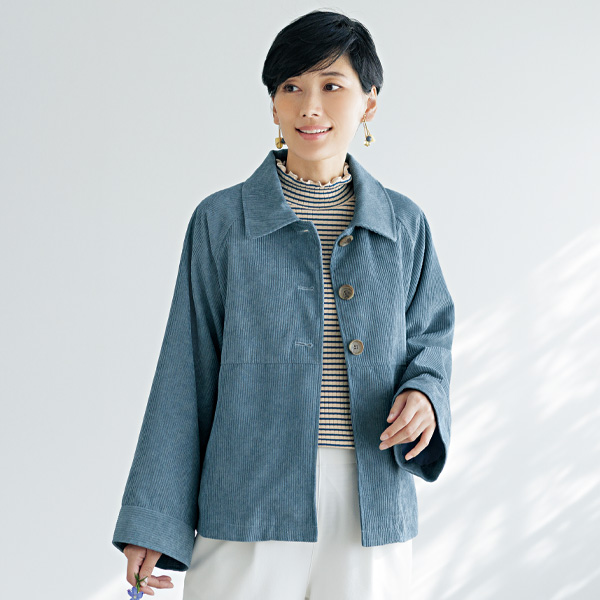 コーデュロイ素材ゆったりジャケット