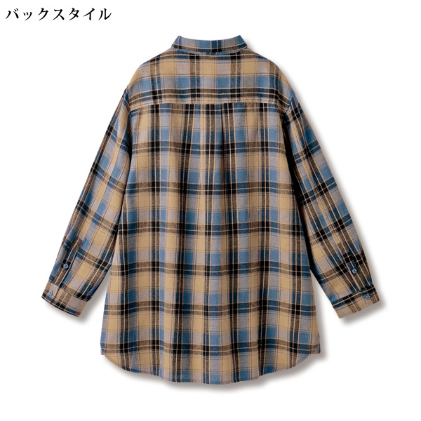 チェック柄ゆったりシャツチュニック
