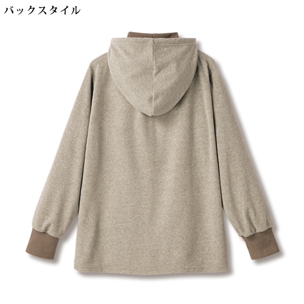 重ね着風デザインパーカープルオーバー