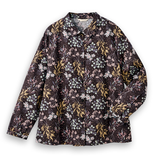 彩りボタニカルプリントシャツ