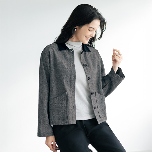 ポイント配色ツイード風ジャケット