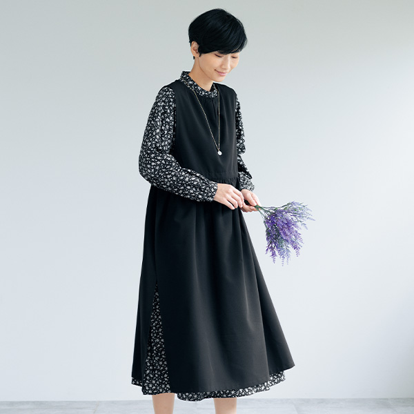 イスタイーレ サイドオープン エプロン風ワンピース ista-ire