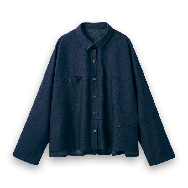 ポケットデザイン柔らかデニムジャケット