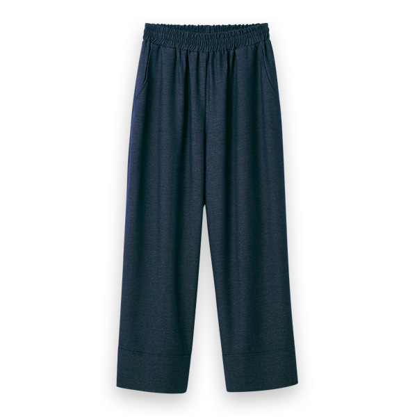 柔らかデニムライクセミワイドパンツ