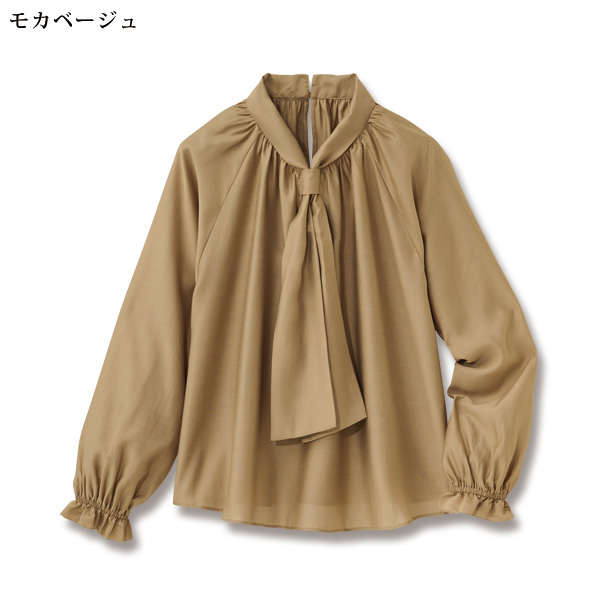 リボンタイ風シャイニーブラウス