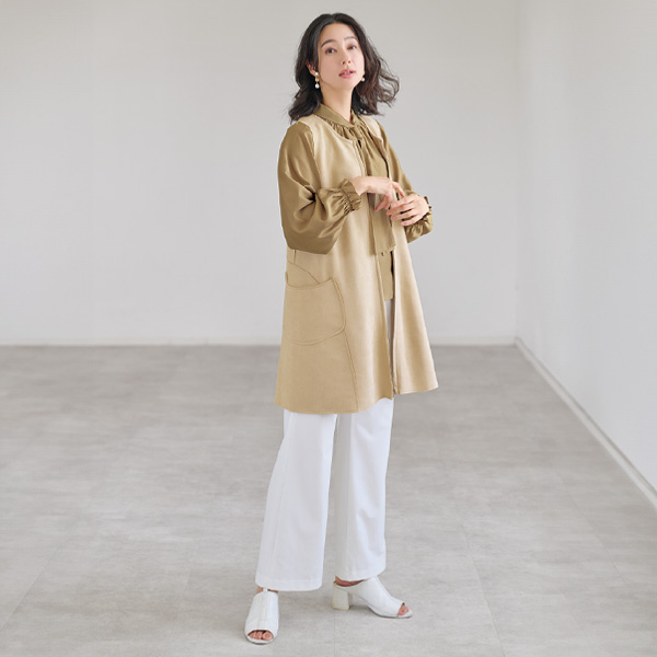 スエードタッチロングベスト