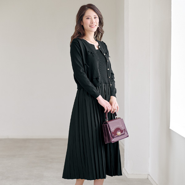 カーディガン付きワンピース