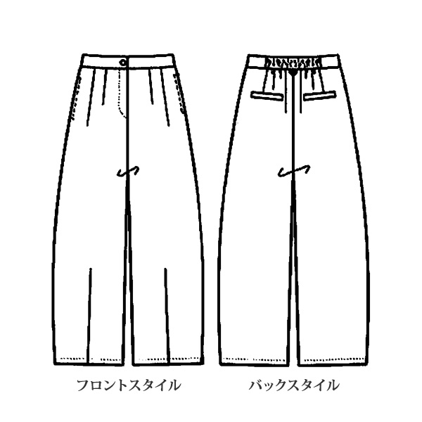 麻調素材カーブシルエットパンツ