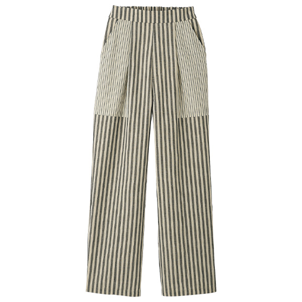 ストライプ切替えセミワイドパンツ