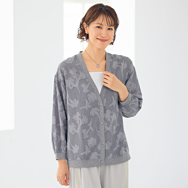 シャギージャカードカーディガン