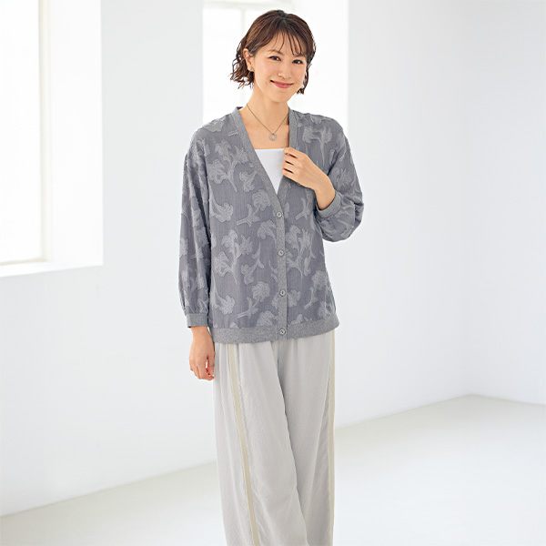 シャギージャカードカーディガン