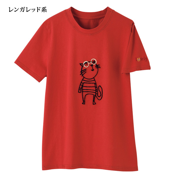 ブラシ刺しゅうイラストＴシャツ