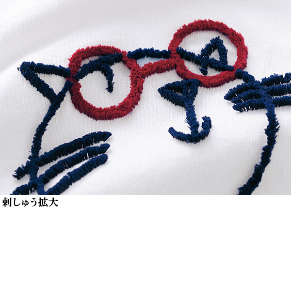 ブラシ刺しゅうイラストＴシャツ