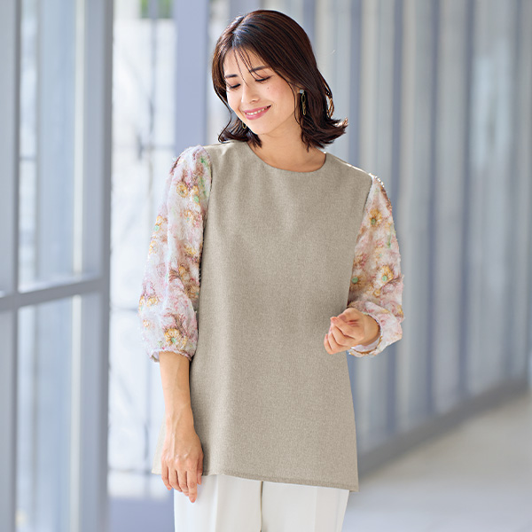 ジャカード素材使いチュニック