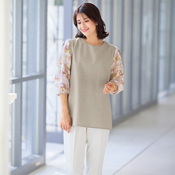 ジャカード素材使いチュニック