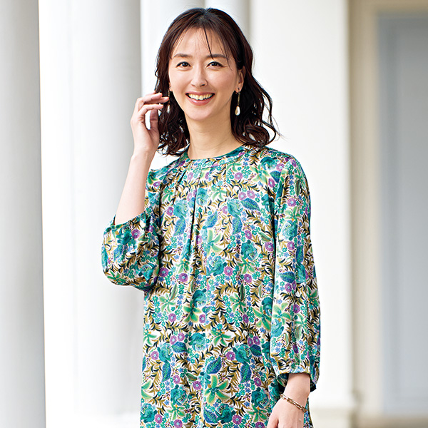 ボタニカルプリントワンピース