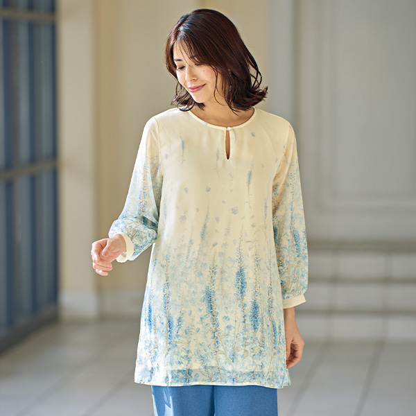 パネルプリントシフォンチュニック