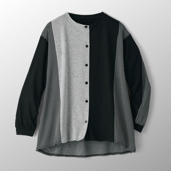 異素材切替えブラウス