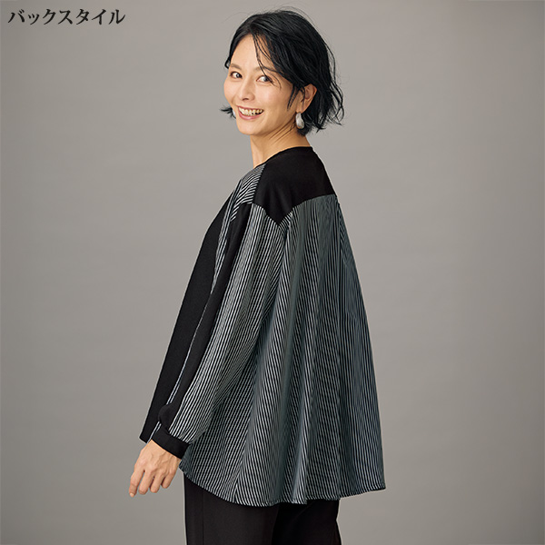 異素材切替えブラウス